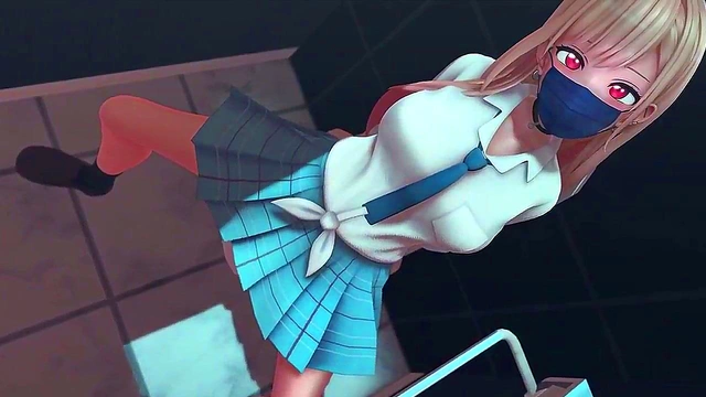 Kitagawa Gets Horny In The Toilet With MMD Hentai Action