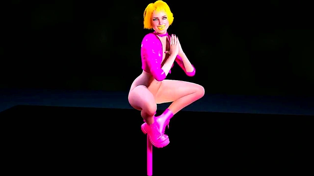 Busty Anime Beauty Rides Huge Neon Dildo in Sexy Outfit