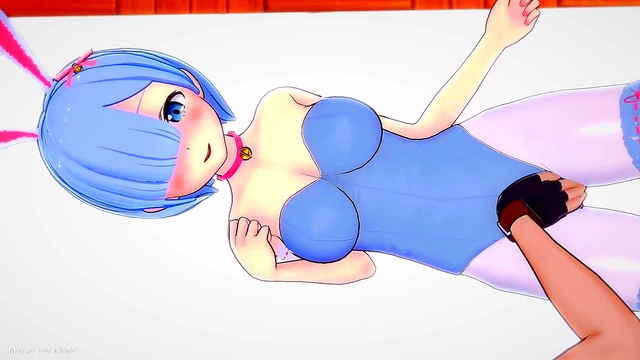 Hot Maid Rem Dressed as Bunny Gets Fucked in Bed - Busty Anime Beauty