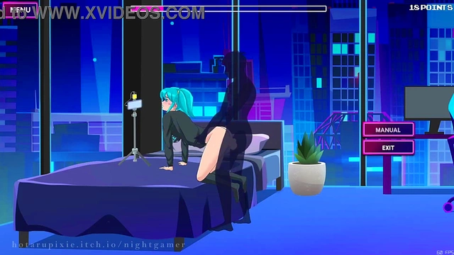 Cute Anime Nightgamer Seduces in Bed for Erotic Fun