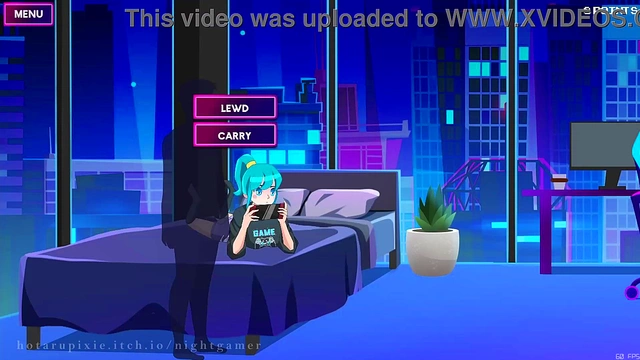 Cute Anime Nightgamer Seduces in Bed for Erotic Fun