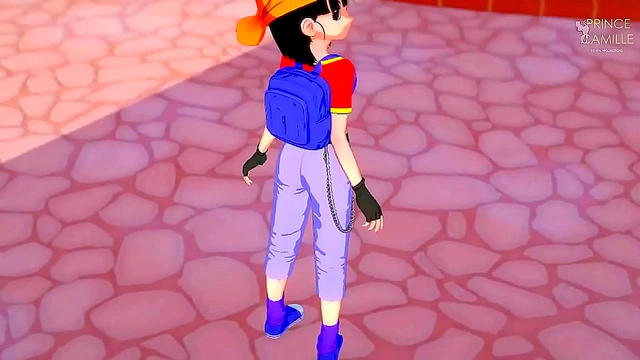 Skinny Teen Pan Gets Covered in Cum Outdoors in Dragon Ball Role Play Session