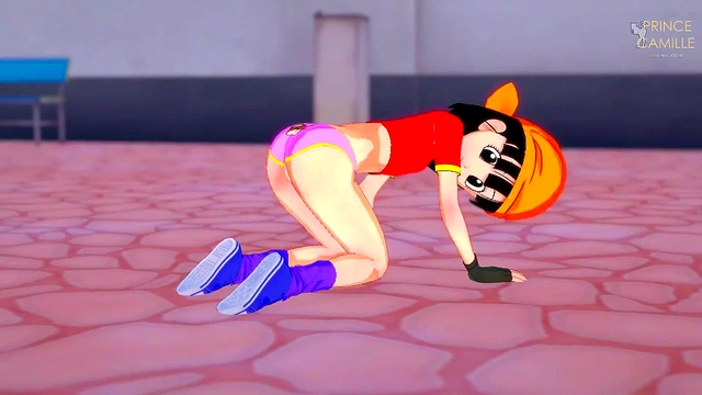 Skinny Teen Pan Gets Covered in Cum Outdoors in Dragon Ball Role Play Session