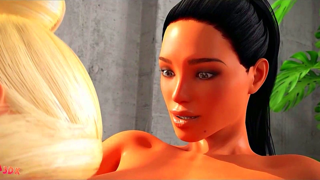 Big-Dicked Futanari Blonde Pounds BustyBrunette In Wild 69 Action