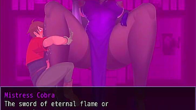 Horny Boy Humps Mistress's Leg in Naughty Hentai CG Gallery