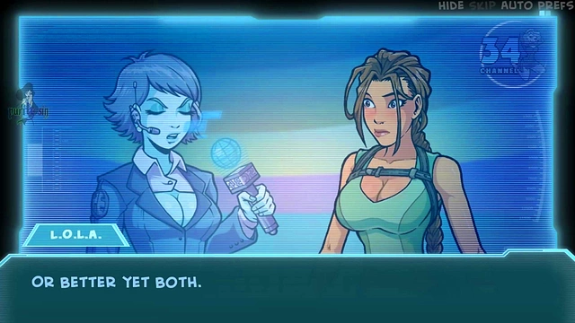 Hot Anime Brunette & Redhead With Big Tits Take Turns Pleasing Lara Croft