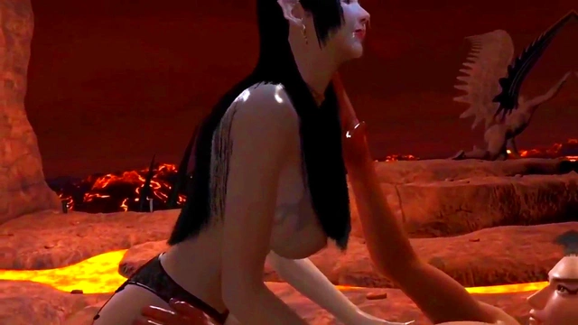 Busty Medusa Queen Fucks Guy At Volcano With Anal, Blowjob & Creampie