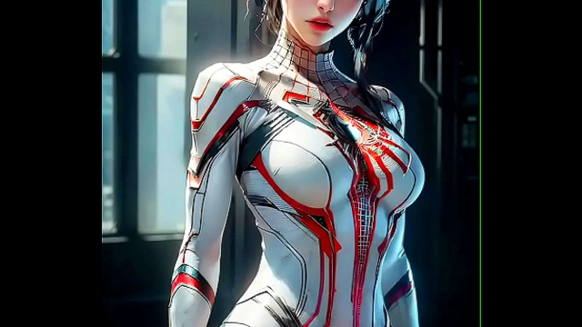Futuristic Spidergirl in Sexy Suit Shows Off AI-Generated Perfection