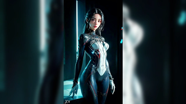 Futuristic Spidergirl in Sexy Suit Shows Off AI-Generated Perfection