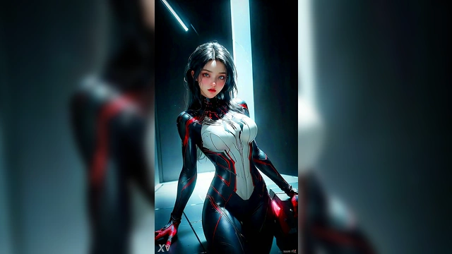 Futuristic Spidergirl in Sexy Suit Shows Off AI-Generated Perfection