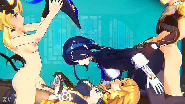 Blonde Futanari From Genshin Impact Takes Big Dick For Creampie Anime Action