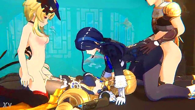 Blonde Futanari From Genshin Impact Takes Big Dick For Creampie Anime Action