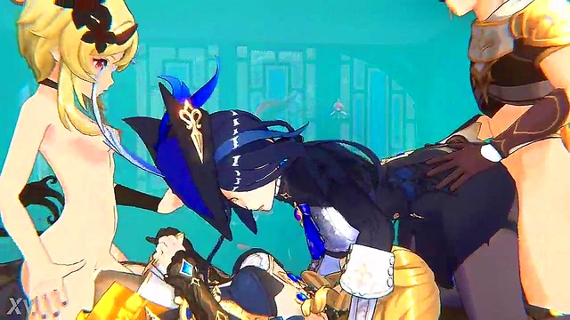 Blonde Futanari From Genshin Impact Takes Big Dick For Creampie Anime Action