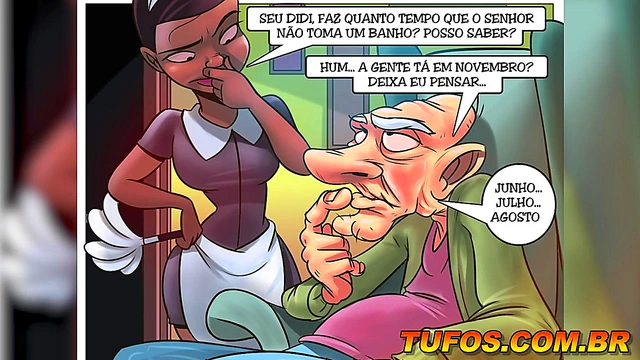 Sexy Maid Gives Old Man Steamy Bath in Hilarious FamilySacana Comics