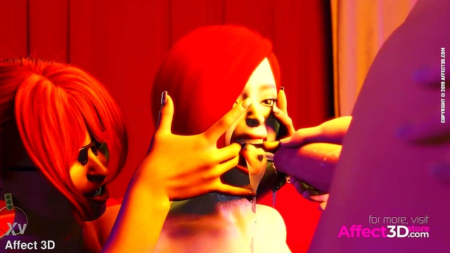 HugeCumshot From Futanari Babe To Her GF In A Public Bar Threesome Fantasty