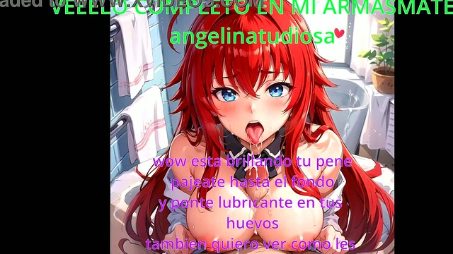 Rias Gremory Gives JOI Handjob Instructions in Anime Hentai Classroom Scene