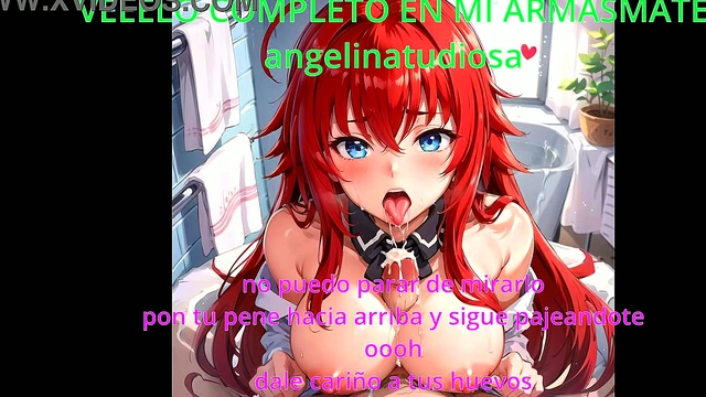 Rias Gremory Gives JOI Handjob Instructions in Anime Hentai Classroom Scene