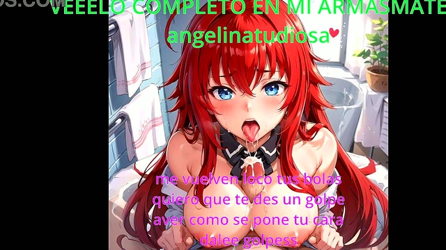 Rias Gremory Gives JOI Handjob Instructions in Anime Hentai Classroom Scene