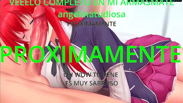 Rias Gremory Gives JOI Handjob Instructions in Anime Hentai Classroom Scene