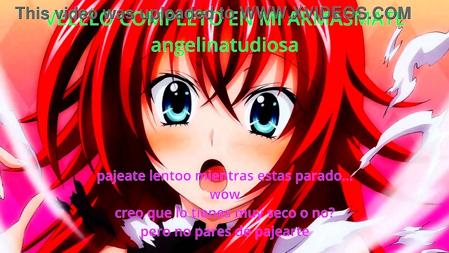 Rias Gremory Gives JOI Handjob Instructions in Anime Hentai Classroom Scene