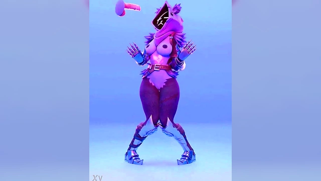 Hentai Team Leader Rides Dildo in Animated Fortnight Fantasy Scene