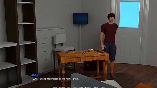 Cute Anime Chick Gives Sweet Handjob in 3D Visual Novel Adventure