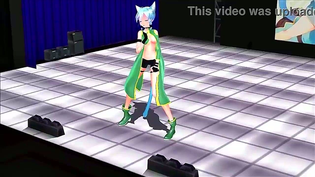 Sinon Sword Art Online MMD Big Tits Blowjob Action