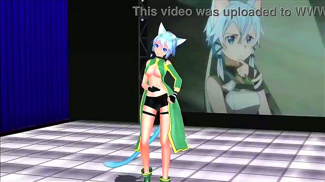 Sinon Sword Art Online MMD Big Tits Blowjob Action