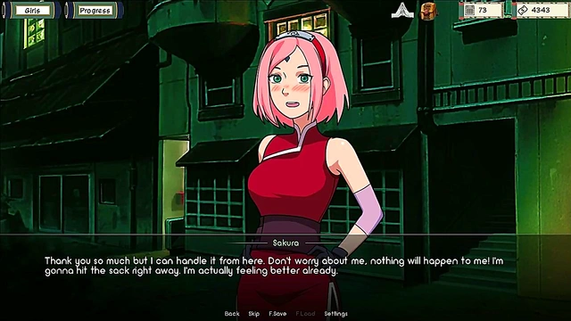 Sakura Seductively Masturbates In Stunning 3D Anime Visual Novel Scene