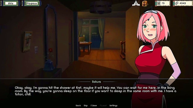 Sakura Seductively Masturbates In Stunning 3D Anime Visual Novel Scene