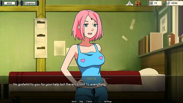 Sakura Seductively Masturbates In Stunning 3D Anime Visual Novel Scene