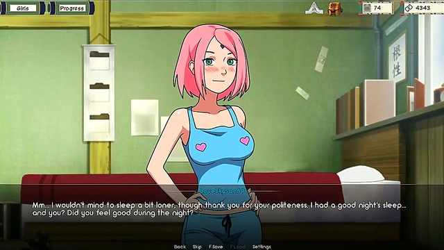 Sakura Seductively Masturbates In Stunning 3D Anime Visual Novel Scene