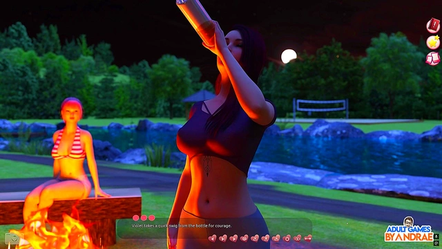 Kinky 3D Manga Teens Engage in Hot Threesome by the Campfire for Huge Cumsshots