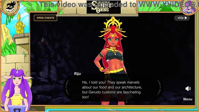 Redhead Riju From LoZ Threesome Squirt Orgasm With Tan Lines & Anime Blowjob