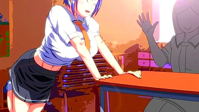 Big-Titted Anime Babe from Jikan Teishi Academy Lactates for Pleasure