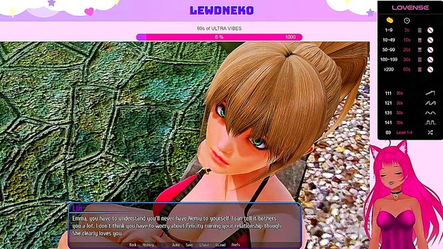 Lewd VTuber Neko Seduces Busty Anime Girls for Creampie Fun in Harem Hotel