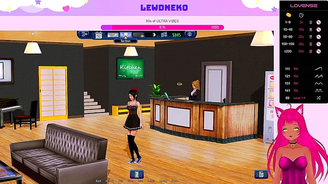 Lewd VTuber Neko Seduces Busty Anime Girls for Creampie Fun in Harem Hotel