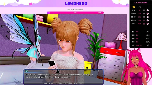 Lewd VTuber Neko Seduces Busty Anime Girls for Creampie Fun in Harem Hotel