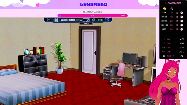 Lewd VTuber Neko Seduces Busty Anime Girls for Creampie Fun in Harem Hotel