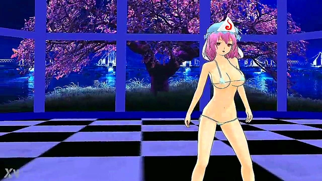 Big-Busted Yuyuko Saigyouji Seduces in Erotic MMD Animation