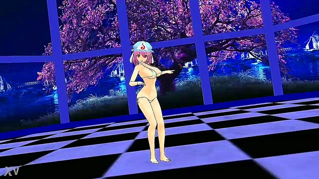 Big-Busted Yuyuko Saigyouji Seduces in Erotic MMD Animation