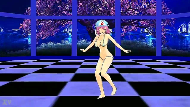 Big-Busted Yuyuko Saigyouji Seduces in Erotic MMD Animation