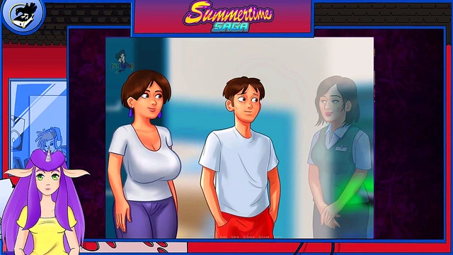 Hot MILF and Brunette Anime Girls Enjoy Big Dick Foot Play in Summertime Saga