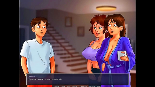 MILF Neighbor Miss Johnson seduces in Summertime Saga for Threesome Fun