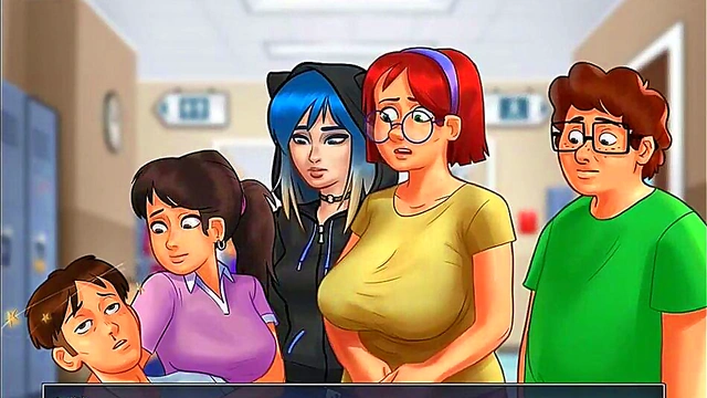 MILF Neighbor Miss Johnson seduces in Summertime Saga for Threesome Fun