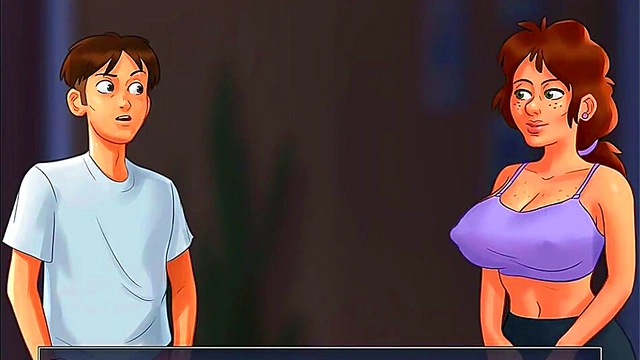 MILF Neighbor Miss Johnson seduces in Summertime Saga for Threesome Fun