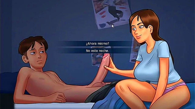 MILF Neighbor Miss Johnson seduces in Summertime Saga for Threesome Fun