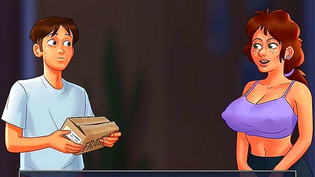 MILF Neighbor Miss Johnson seduces in Summertime Saga for Threesome Fun