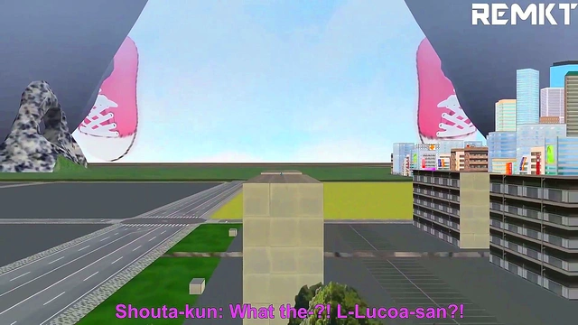 Giantess Lucoa Enchants Shouta for Size Growth Fun in 3D Hentai Cityscape