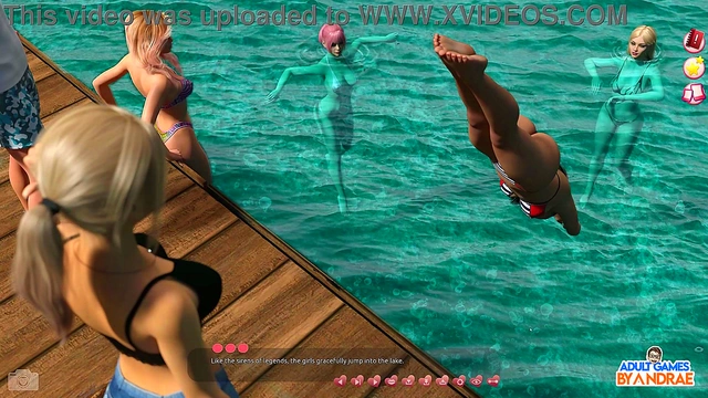 Naughty Belle's Busty 3D Manga Threesome Outdoors With Curvy Femdom Fun